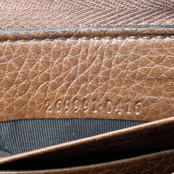 Gucci GG canvas bamboo tassel wallet brown zip-around leather trim - Picture 7 of 10